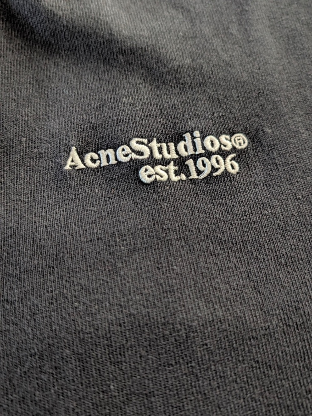 ACNE STUDIOS Half Zip Black XS Embroidered 1996 Logo Cotton Funnel Neck Pullover - Picture 3 of 14